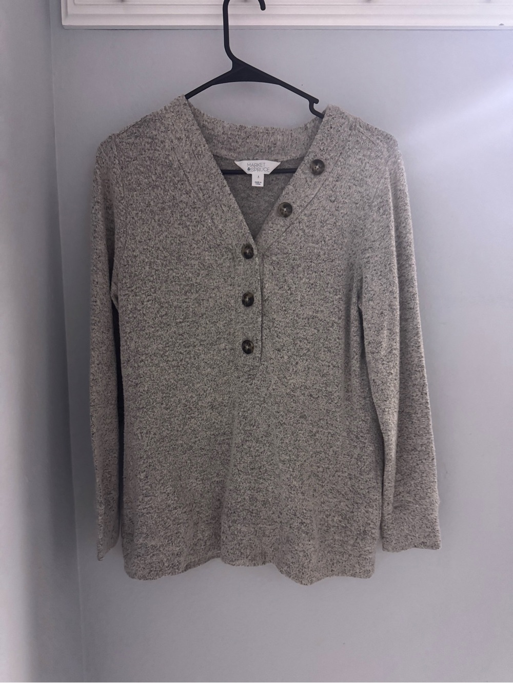 Heathered Gray Button Long Sleeve